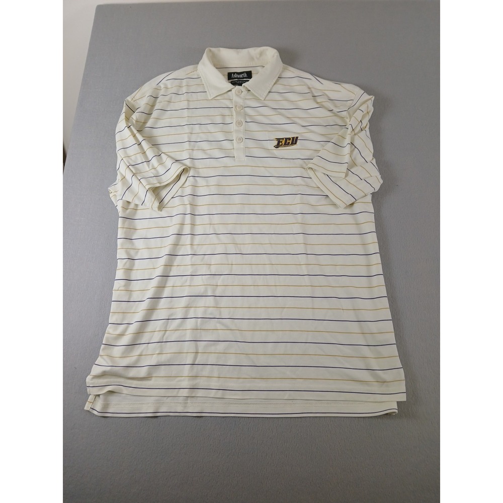 East Carolina University Ashworth Golf Polo Shirt Size X-Large Striped